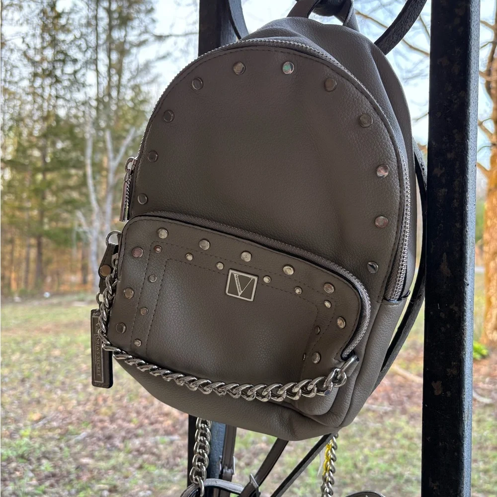 Gray Studded Mini Backpack - Picture 5 of 5
